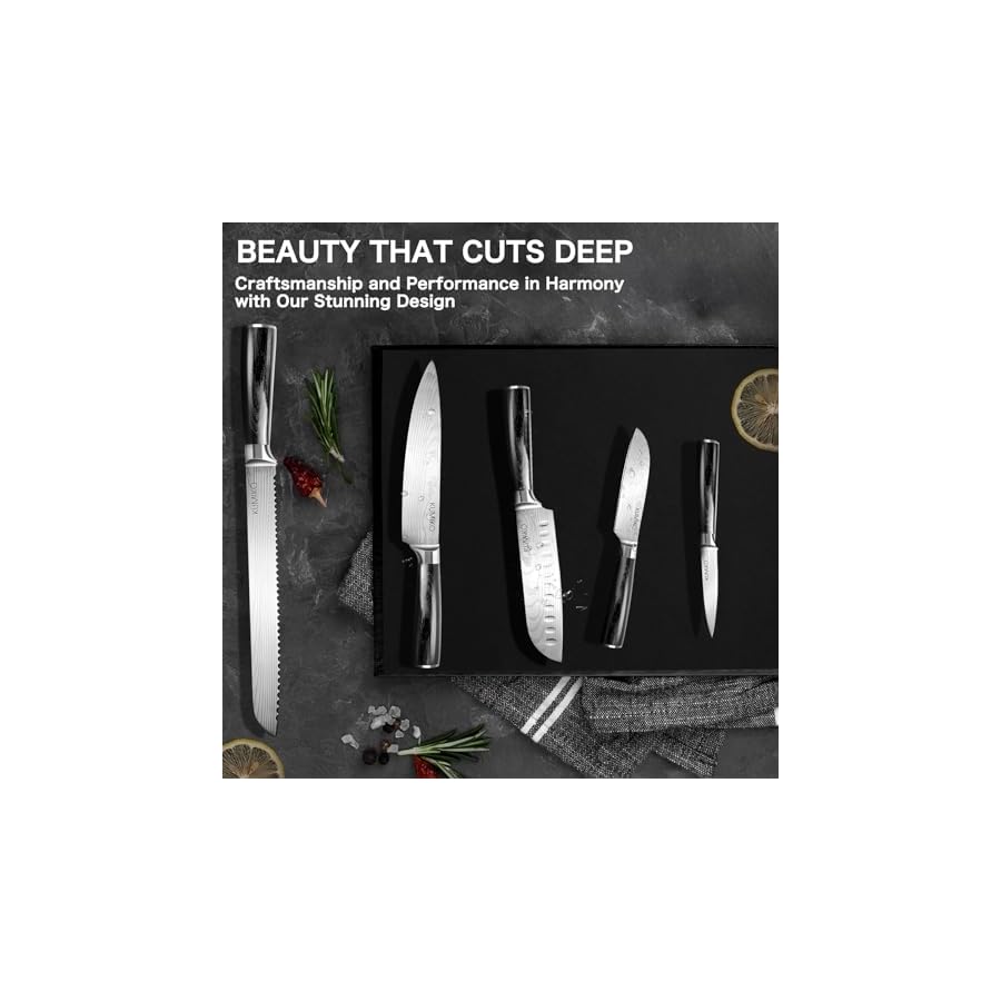 KUMIKO-Kitchen-Knife-Set-Black-Cooking-Knife-Set-Professional-Ultra-Sharp-High-Carbon-Stainless-Steel-Knives-7Cr17MOV-5-Piece-Knife-Set KUMIKO Kitchen Knife Set Black, Cooking Knife Set Professional, Ultra Sharp High Carbon Stainless Steel Knives (7Cr17MOV), 5 Piece Knife Set