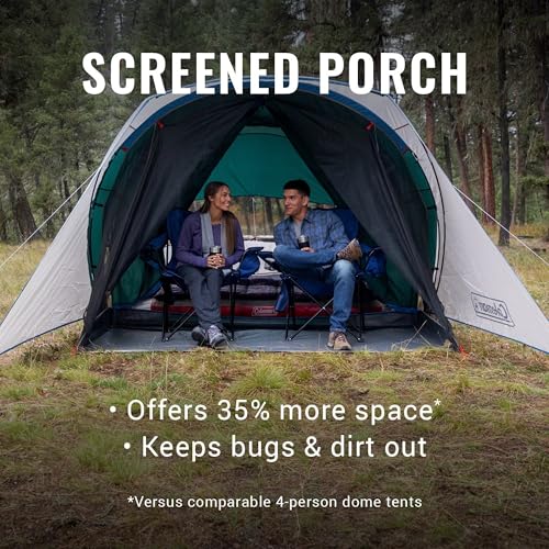 Coleman 4-Person Cabin Camping Tent with Screen Room Evergreen - Image 2