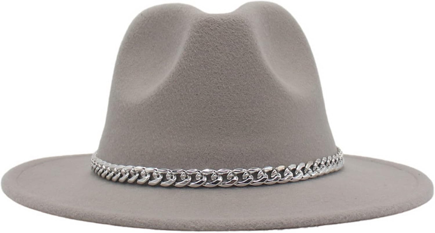 Faringoto Fashionable Wide Brim Fedora Hat for Women Autumn Winter Men Panama