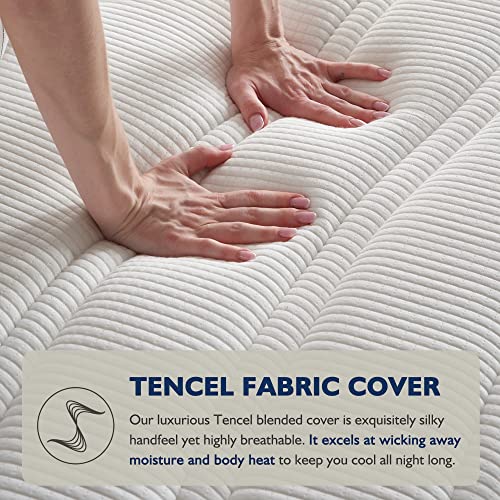 Zeelovtress King Mattress 14 Inch, Hybrid King Size Mattress In A Box Cooling Gel Memory Foam Euro Top Plush With Soft Tencel Cover Pocket-Coil Medium Firm, Certipur & Oeko-Tex Certified #TOP4