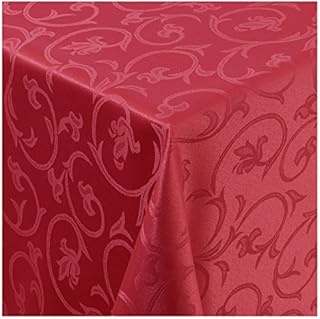 MODERNO Obrus adamaszek materiał barokowy tulipany obrus bez prasowania owalny 160 x 220 cm brązowy z obszytą krawędzią jakość premium