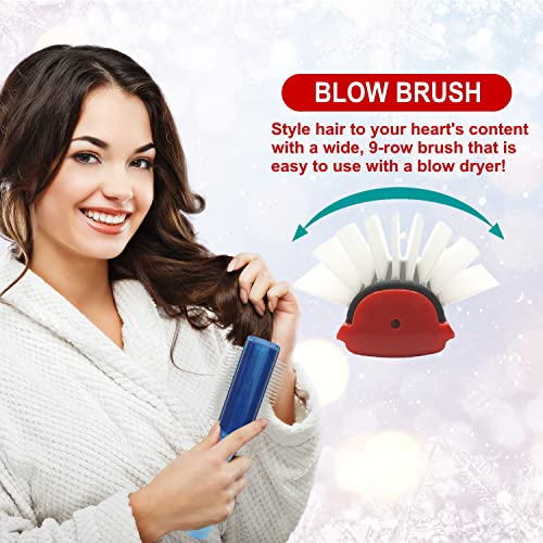 Vess Blow And Styling Hair Brush, Wide 9 Row Round Type- Light Weight -Made In Japan-C-150 (Red) #TOP4