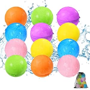 Reusable Water Balloons 12PCS – Summer Water Toys for Pool Beach & Outdoor & Bath, Self-Sealing Refillable Water Bombs for Kids Ages 3-14, Magnetic Splash Balls for Kids Fun Games & Activities