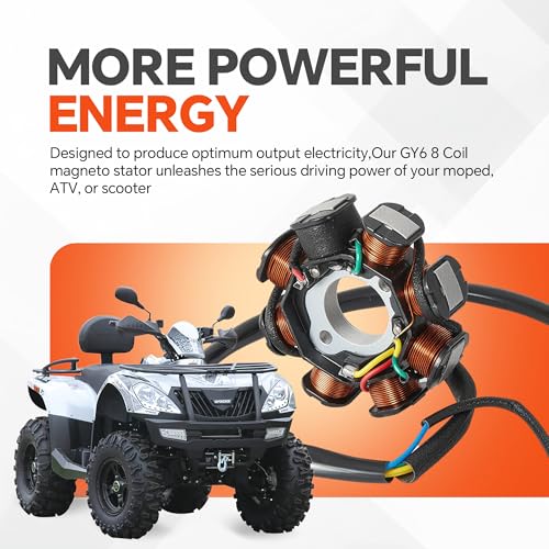 8 Pole 5 Wire AC Magnetic Stator Coil with Flywheel Puller and Clutch Lock Tool Kit for GY6 125cc 150cc 152QMI 157QMJ Chinese Scooter Moped ATV Go Kart Quad Engine Taotao Jonway Icebear Baja by HANQIMOTO - Used condition - Image 2