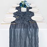 2 Pack Navy Blue Cheesecloth Table Runner 35x120 Inch Long Cheese Cloth Table Runner Rustic Gauze Table Runner for Wedding Bridal Baby Shower Holiday Birthday Party Decorations