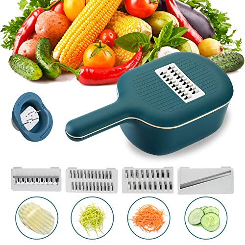 WOONEY Mandoline Slicer, Vegetables Chopper Cheese Graters with Drain Basket and 4 Stainless