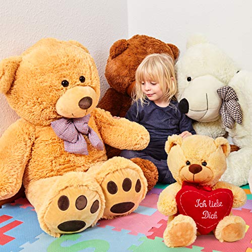 Lumaland Teddybär mit Herz in Beige 30 cm - Ich Liebe Dich Teddy - kuschelig - Plüsch Kuschelbär Kuscheltier Herzkissen - ideal für Freund und Freundin - Geschenk zum Valentinstag – Bild 8