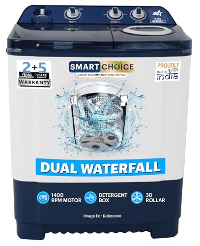 Image of OG Star Smart Choice 8.5 Kg Semi-Automatic Top Load Washing Machine | 1400 RPM Powerful Motor | 3D Rollers | Dual Waterfall | Built-in Detergent Box | Heavy Duty Performance