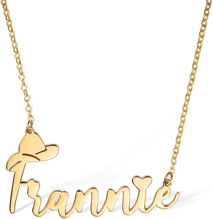Custom Name Necklace Personalized Cowgirl Necklace With Cowboy Hat Western Good Luck Jewelry Gift for Her Him