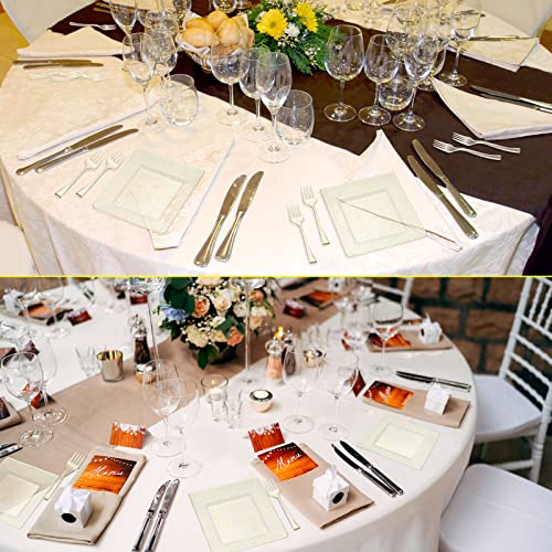 Gandeer 300Pcs Gold Plastic Plates Dinnerware Set Include 150 Gold Glitter Plates 150 Plastic Dessert Forks Disposable Plates For Party And Wedding 150 Guest Disposable Gold Dinnerware Set #TOP6