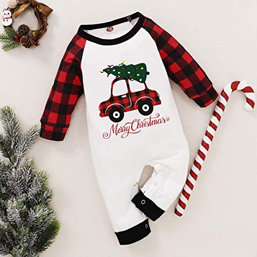 NCONCO Baby Romper Peuter Vrolijk Kerst Plaid Mouw Jumpsuit voor Peuter Meisje Jongen - Afbeelding 7