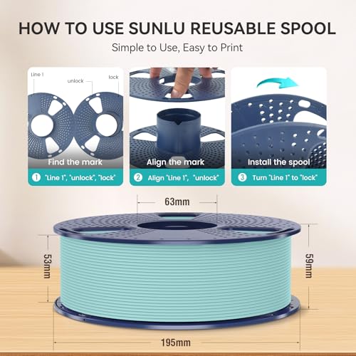 Image of SUNLU 4KG 3D Printer Filament Bundle PLA Matte 1.75mm, Neatly Wound Filament with Matte Finish, Print with 99% FDM 3D Printers, 1kg Spool (2.2lbs), 4 Packs, Black+White+Blue+Red