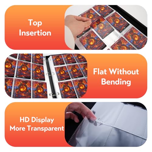 Image of 9 Pocket Card Binder for MTG /YGO /PTCG /Game Cards, Holds 900 Cards,Premium Card Collector Book for TCG Players,Toys Gifts for Kids(Red)