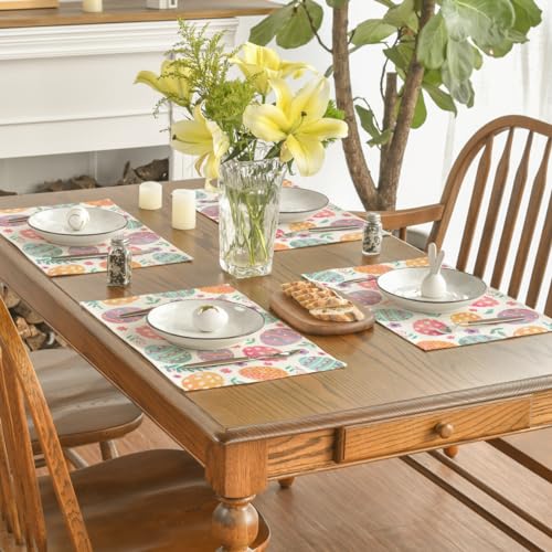 Artoid Mode PLACEMAT-EASTER-4PC-3045-025 Watercolor Eggs Floral Easter Placemats Set Of 4 thumb #3