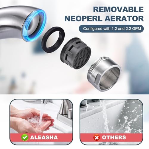 Aleasha Centerset Bathroom Sink Faucet Brushed Nickel, 4 inch Bath Center Faucets with Pop Up Drain for RV Basin Toilet Lavatory Restroom by ALEASHA - Image 6