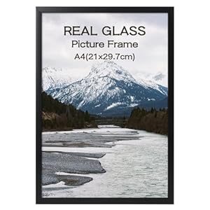 kollyseek Picture Frame DIN A4 (21×30 cm) Photo Frame with Real Glass Modern Display Tempered Glass Plastic Poster Frames for Photo Wall (Black)