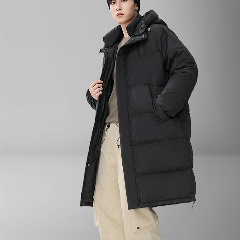 Abrigo de plumas de invierno para hombre acolchado con capucha de plumón 6