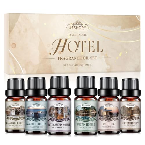 Hotel Diffuser Oils Gift Set – 6x10ML Luxury Fragrance Oil Blend, Hotel Scent Essential Oils Set for Diffuser, Candle, Soap Making Scents