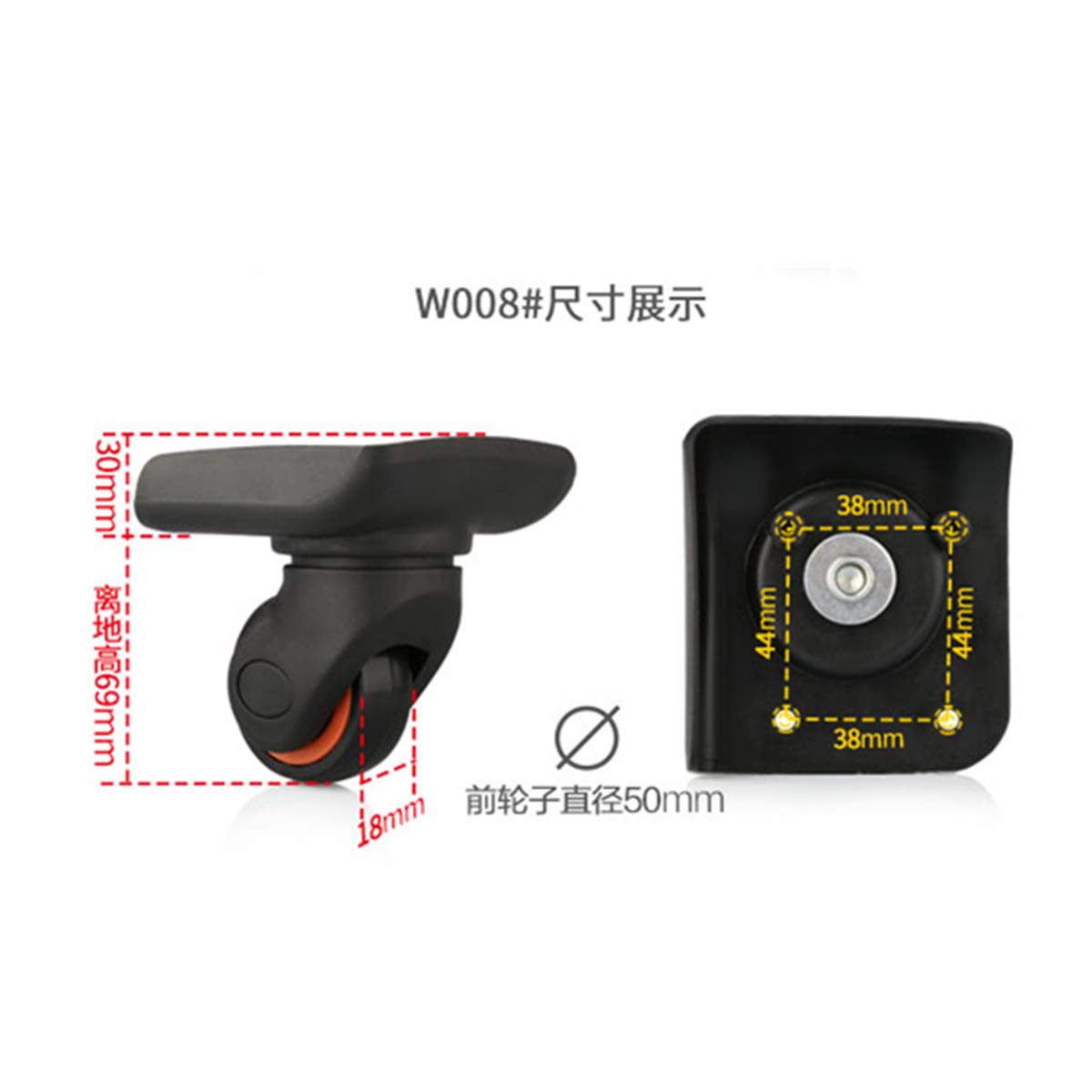 DIY Swivel Luggage Mute Wheel Suitcase Replacement Repair Wheels Parts Spinner (DL-W008) (A Pair Short)