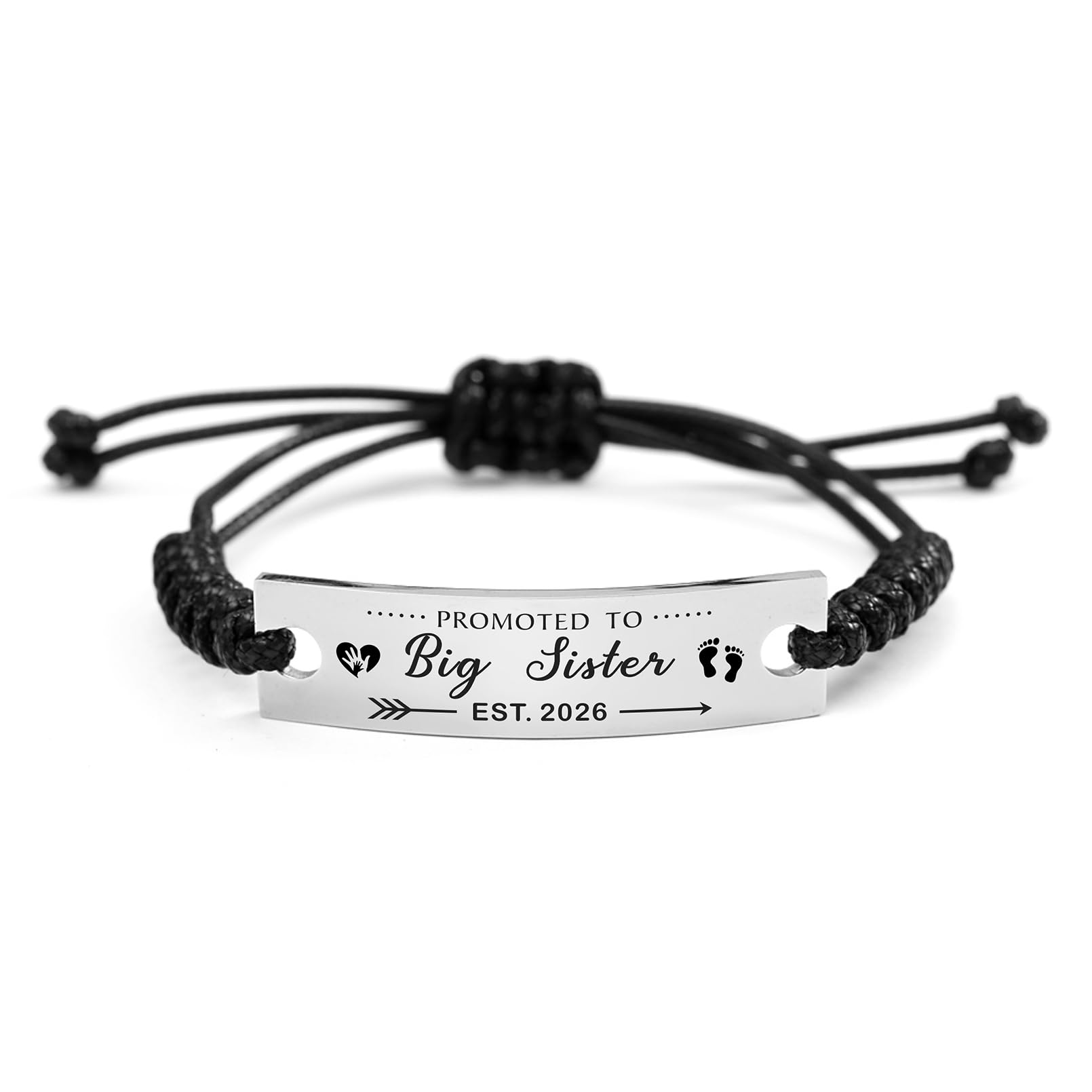 SOUSYOKYO Promoted to Big Sister Est 2026 Gifts Bracelet, Soon to be Sister Jewelry, Pregnancy Announcement Gift for New Sisters Expecting, First Time Sisters Present
