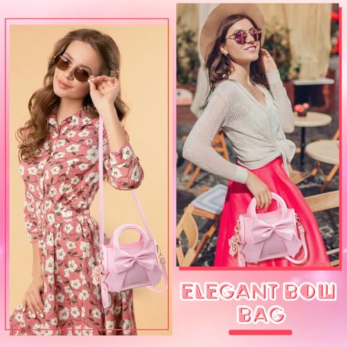 Abbylike Cute Purses for Women Leather Crossbody Bow Handbags Tote Shoulder bag with Bowknot 6