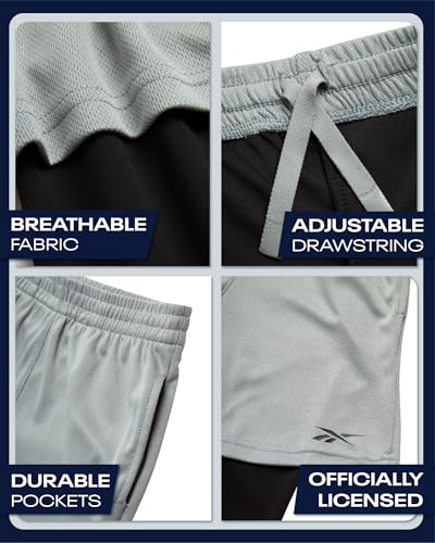 Reebok Boys Basketball Shorts - 2 Pack 2-in-1 Boys Athletic Shorts for Running with Compression Leggings Pockets & Drawstring3