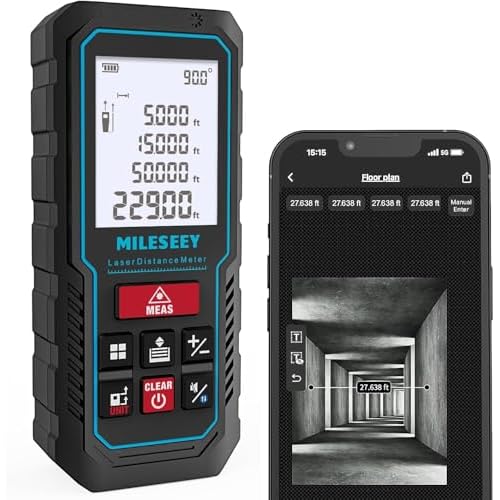MILESEEY Telémetro Láser 70M con Aplicación de Teléfono, Grabar Datos+Plano de Planta 2D Medidor Láser de Distancia de Precisión de ± 2 mm, Sensor de Ángulo Electrónico