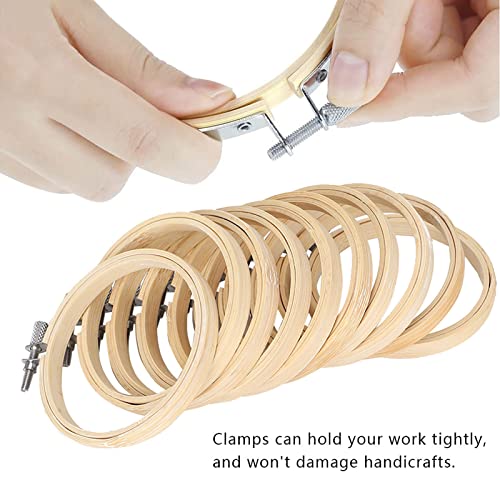 Image of 12 Pack Bamboo Embroidery Hoops Set, Adjustable Circle Cross Stitch Hoop Ring for Art Craft Sewing and Handy Needlework, Great Value Pack for Starters and Craft Lovers