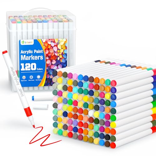 D-FantiX 120 Colors Acrylic Paint Markers for Kids Adults, Fine