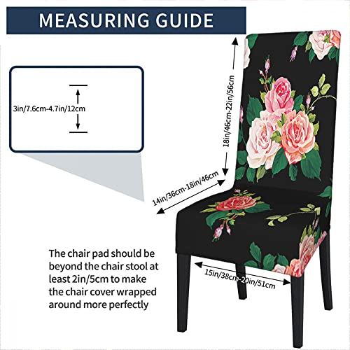 Ekobla Chinese Rose Dining Chair Covers Spring Tropical Romantic Bouquet Blossom Green Petal Plant Stretch Removable Washable Dining Chair Slipcovers Protectors #TOP3