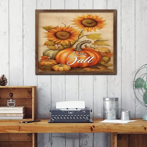 Panneau mural encadré Hello Fall, l'idée cadeau idéale en bois pour célébrer l'automne avec style