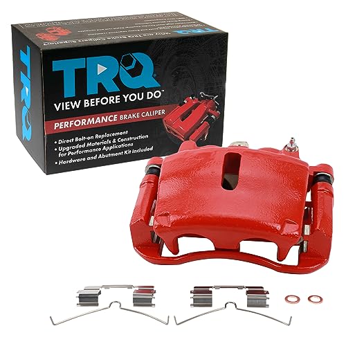 Image of TRQ Front Right Brake Caliper w /Bracket Performance Red Passenger Side