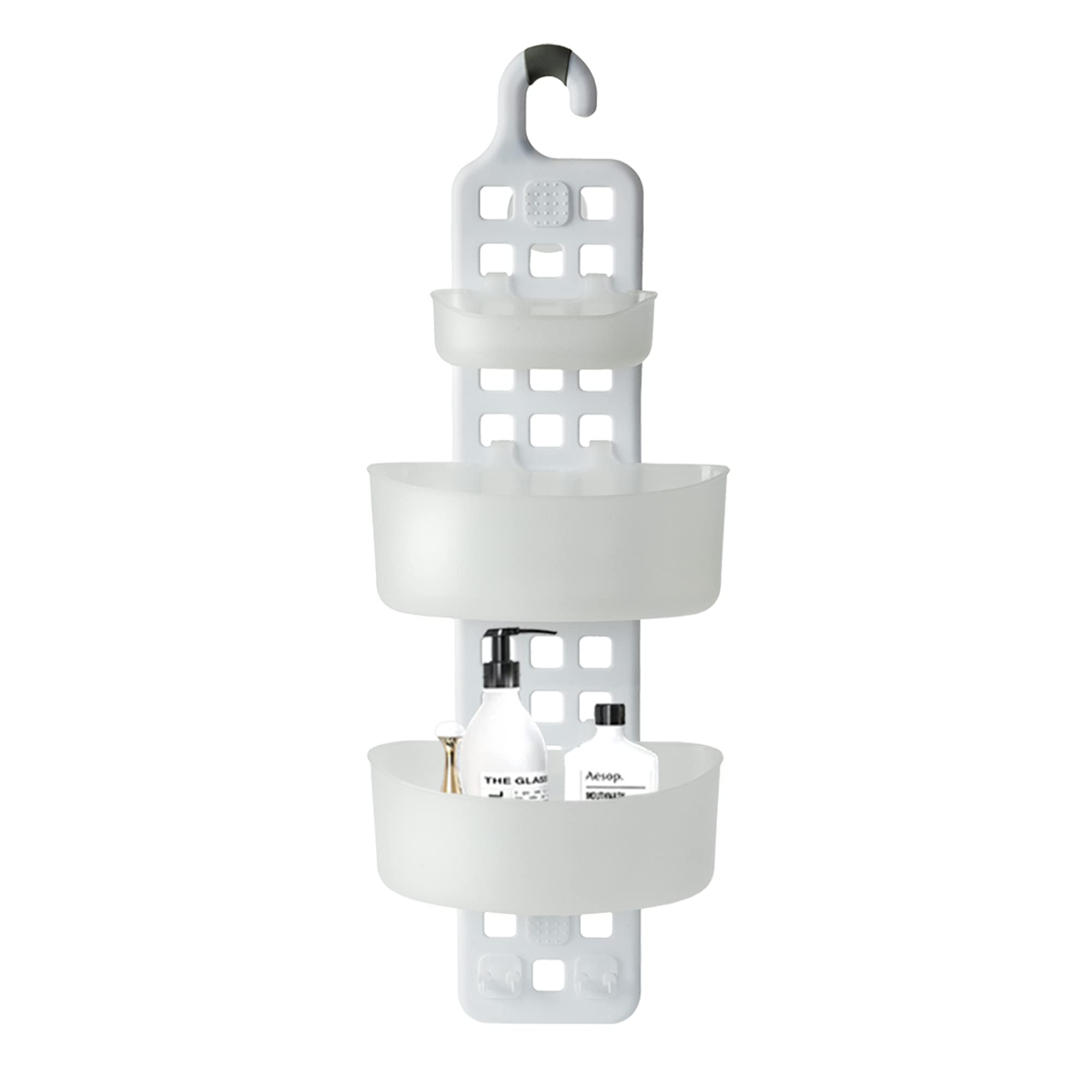 Blue Canyon 3 Tier Adjustable Plastic Shower Caddy, Hanging Caddy, No Drill Plastic Bathroom Shelf, Non-Rusting Storage Shelves, Shower Accessory, Bathroom Organisation Shelf, White
