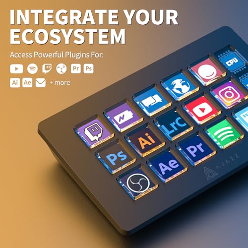 AJAZZ AKP153 Studiodeck, Stream-Controller, 15 Makrotasten, Seitenbildschirm, auslösen von Aktion in Software wie OBS, Twitch, YouTube und mehr, für Content Creators, Streaming, Gaming,Mac/PC, Schwarz