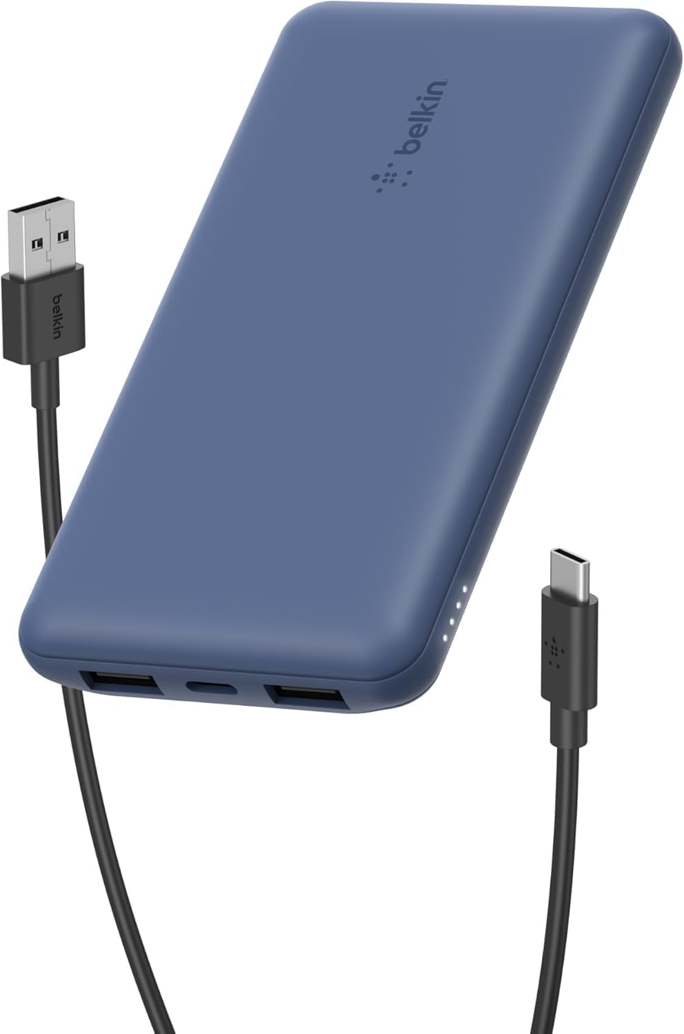 Belkin 10000mAh portable power bank, 10K USB-C portable charger with 1 USB-C port and 2 USB-A ports, battery pack for up to 15W charging for iPhone, Samsung Galaxy, AirPods, iPad, and more โ Blue
