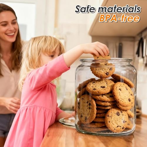 Image of bellemax 700ML Clear Glass Storage Jar With Air Tight Glass Lids- Airtight Food Jars Glass Kitchen Containers For Pantry, Pickle Jar, Sugar Pasta Cereal Flour Sugar Storage Jar (BM-08, Set of 2)