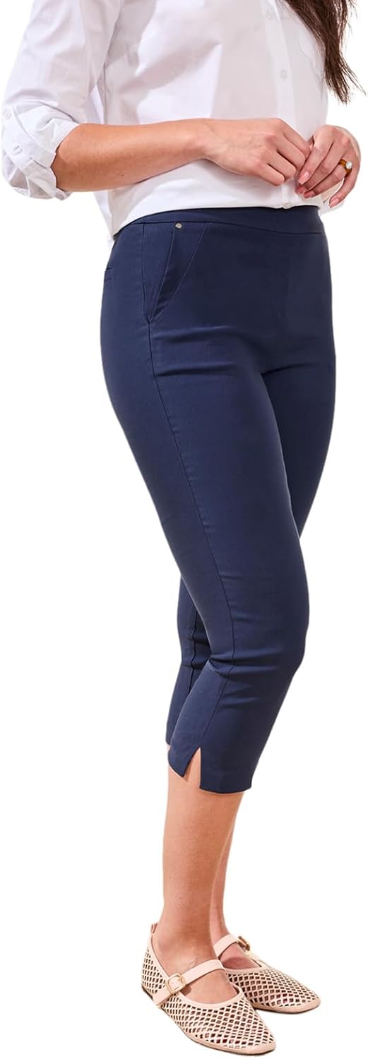 Tribal Womens Flatten It Performance Stretch Slimming Capri Pants - Image 3