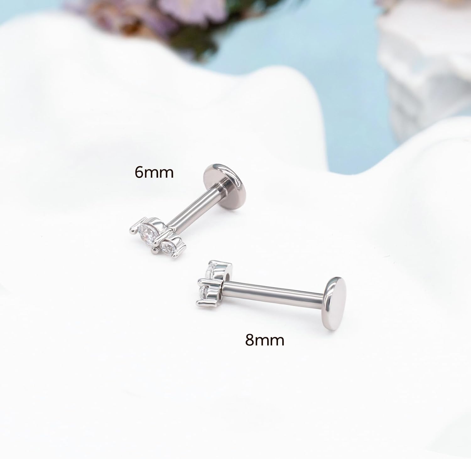 14K Gold Threadless Cartilage Earring Stud Piercing Jewelry 16G Flat Back Top Push In Helix Tragus Labret Stud Tragus Earrings Stud Threadless Labret Rings