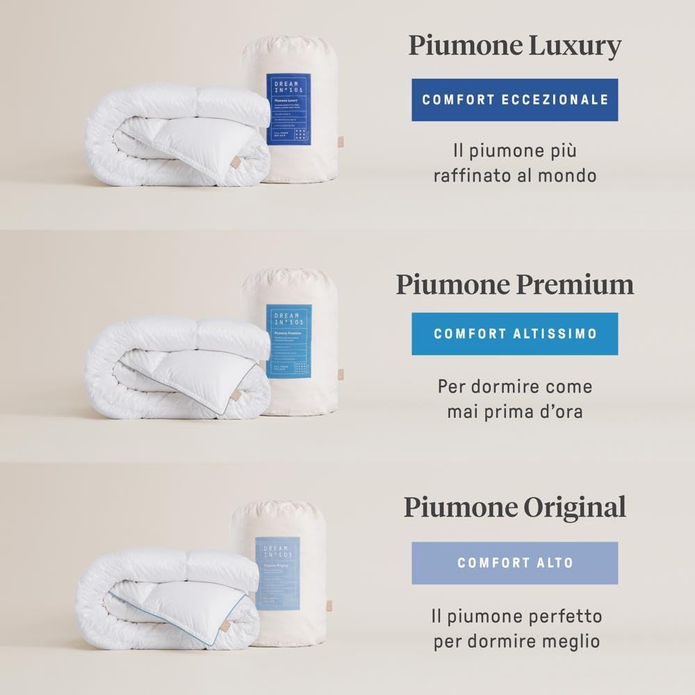 DREAMIN*101 - Piumone Matrimoniale Invernale Caldo e Leggero 100% Piumino d'Oca con Federa Rivestimento Cotone, Trapunta Matrimoniale Invernali Ipoallergenica Traspirante, Piumino Matrimoniale 260x240