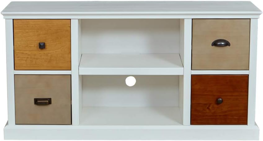 Amazon Brand – Ravenna Home Classic Solid Wood Media Center, 47"W - White