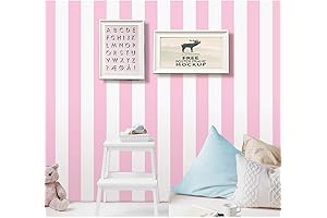 Self Adhesive Wall Paper, Pink Stripe Wallpaper Peel and Stick Wallpaper Nursery...
