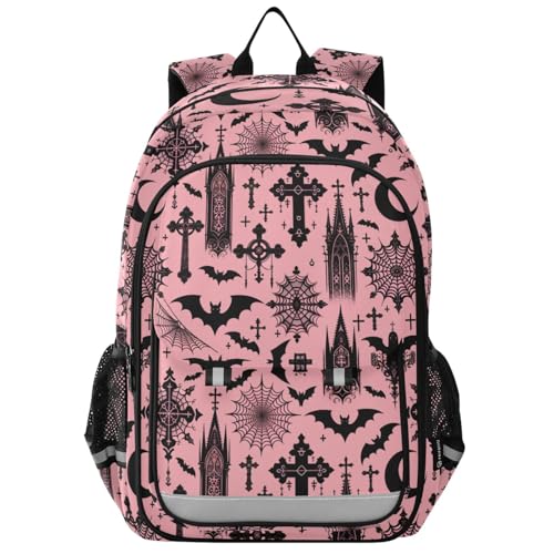 MNSRUU Mochila escolar caveiras flores rosa mochila para laptop 15,6 polegadas mochila de viagem para mulheres e homens, Bats I8897, One Size, Mochilas de viagem