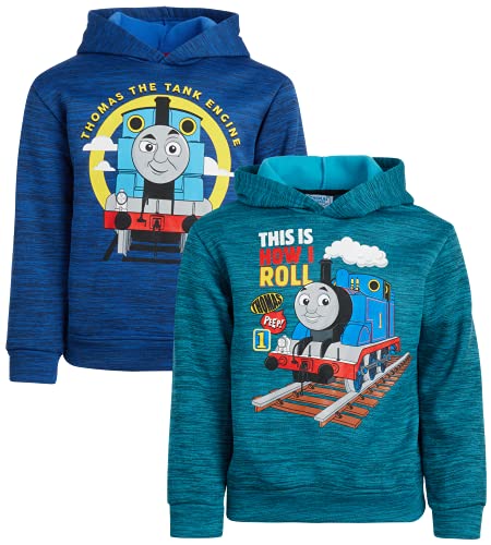 Nickelodeon Boy's Hoodie Sweatshirt 2 Pack - Baby Shark, Paw Patrol, SpongeBob, Thomas (2T-7), Size 7, Thomas Carribean Sea/Surf Blue