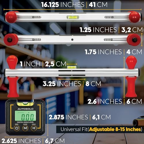 Image of Steering Wheel Level Alignment Tool with Digital Angle Level - Spring Loaded Universal Fit 8-15 Inch Steering Wheels