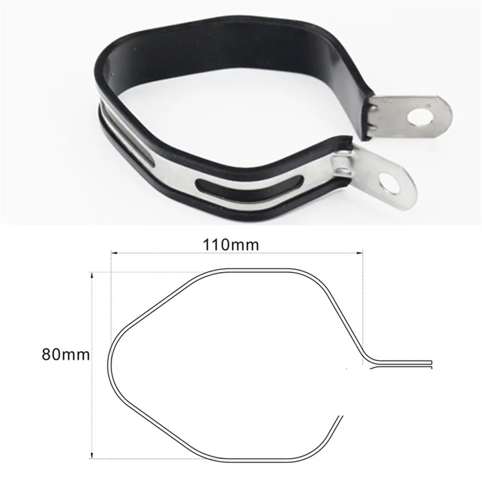 Supporto Esagonale Per Tubo Di Scarico Moto - Gancio Sospensione In Acciaio Inox 19x10.5x2.5cm