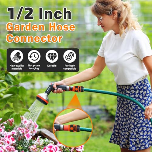 Garden Kupplung 1/2 Zoll, 9 Stück Schlauchverbinder Set 1/2'', inkl. 4 Schlauchkupplung, 3 Kupplungs, 2 Hahnverbinder, Kompatibel mit Gardena, für Schlauchverlängerung und Wasseranschluss im Garten