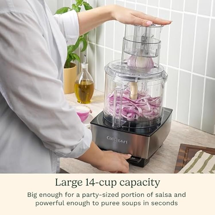 Cuisinart Food Processor, 14-Cup Vegetable Food Chopper for Mincing, Dicing, Shredding, Puree & Kneading Dough, 720-Watt Motor, Stainless Steel, DFP-14BCNY