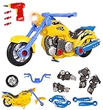 TOYTHRILL Take Apart Toy Motorcycle - Build Your Own Motor Bike, Fix Remodel, Ride and Play with Included Power Drill - Lights and Sounds - More Than 20 Pieces