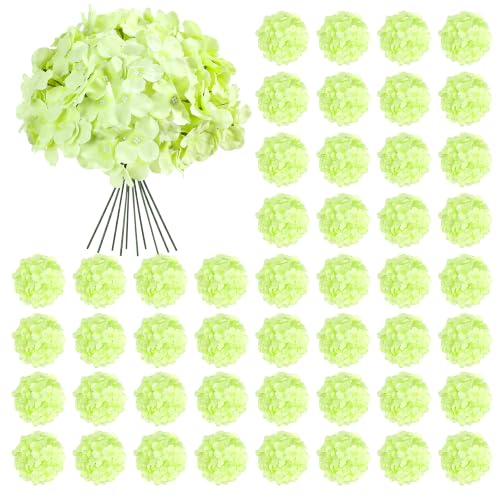Auihiay 64Pcs Green Hydrangea Flowers, Silk Hydrangeas