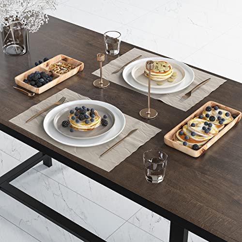 Hithos 3-Piece Dining Table Set, Rustic Wood Kitchen Dinner Table With Benches For 4, Breakfast Nook Table With Wine Rack And Glass Holder, Dark Brown #TOP4